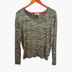 Rag & Bone Open Back Long Sleeve Knit Top Small Gray Black Cozy Soft Lounge